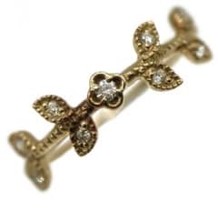 K18 ete ダイヤモンド0.04ct リーフリング 10号イエローゴールド