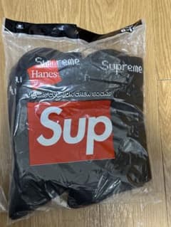 4足セット SUPREME×Hanes クルーソックス 新品靴下 ブラックのサムネイル