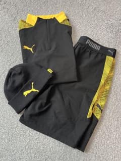 PUMA ウェアセットM 黒/黄色 新品未使用】PUMA プーマ メンズ トレーニングウェア 3点セット M