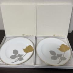 大倉陶園 金蝕バラ 20cmデザート皿 ケーキ皿 2枚セット 箱と栞付き