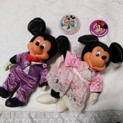 ピンテージ　レトロ　ミッキー＆ミニー　ヤングエポック社　ぬいぐるみ　缶バッチ ピンテージ レトロ ミッキー＆ミニー ヤングエポック社 ぬいぐるみ 缶
