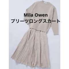 2025ミラオーウェン Mila Owen プリーツロングスカートベージュ