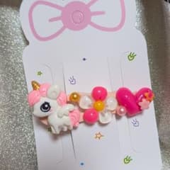 ピンクのバンビとハートのヘアクリップのサムネイル