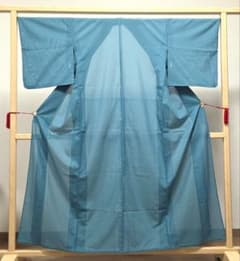 B◆着物くつろぎ 夏物 無地 薄緑色 化繊 色無地 薄物 絽 紗 着物 A◇着物くつろぎ 夏物 無地 青緑色 化繊 色無地 薄物 絽 紗 着物