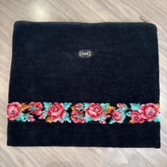 FELIER フラワー刺繍ポーチ A4サイズ 黒のサムネイル