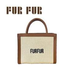 [미품] FURFUR 라피아 로고 토트 백