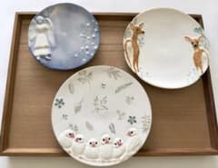 短期・おまとめ出品：うつわやみたす 文鳥 小鳥 バンビ 小鹿 星座 絵皿
