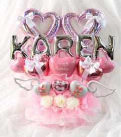 天使の羽付き♡アルファベット選べる卓上フラスタピンクお色変更可♪ 生誕祭・推し活のサムネイル