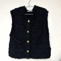 Droite lautreamont ループヤーンニットベスト　ブラックのサムネイル