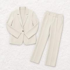 Green Label Relaxing Pantsuit, Melange Set-up, Beige