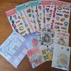 12点セット多様なデザインの布のようなシールセットのサムネイル