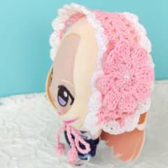 ぬい服 ヘッドドレス〈ピンク色×白色〉にじまるっと ちびぐるみ にじ
