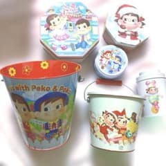 不二家 ペコちゃん ポコちゃん 缶 バケツ バスケット 昭和レトロ 6点