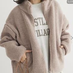 グリーンパークス ボアブルゾン モカ色のサムネイル