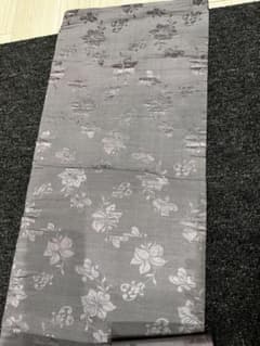 名古屋帯 紫グレー　花柄 シルク　正絹のサムネイル