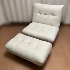 1人掛けソファ オットマン付き アイボリー色 - メルカリ