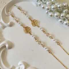 ♪❤️ 薔薇 パール メガネチェーン マスクチェーン ハンドメイド