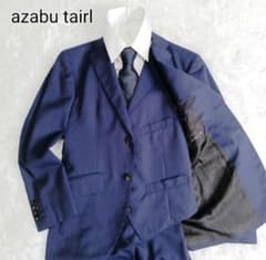 麻布テーラー スリーピース スーツ セットアップ メンズ ネイビー A5