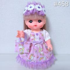 458 メルちゃん 服 ハンドメイド 3点セット ワンピース 髪飾り バッグ - 4