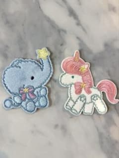 象とユニコーンの刺繍ワッペン　２個セットのサムネイル