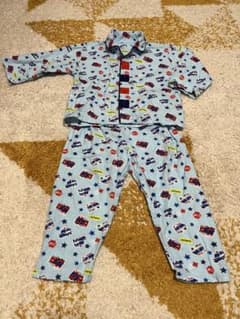 パジャマ★はたらくクルマ★水色★男の子★綿100%★サイズ100★ボタン★秋冬のサムネイル