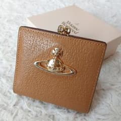 美品】【Vivienne Westwood】ビッグオーブがま口折財布 キャメル