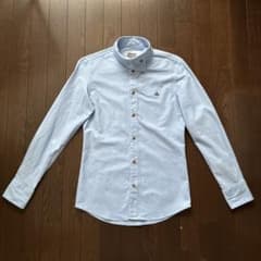 ヴィヴィアンウエストウッド フロントオーブ刺繍 長袖シャツ ブルー 日本製 ヴィヴィアンウエストウッド フロントオーブ刺繍 長袖シャツ ブルー