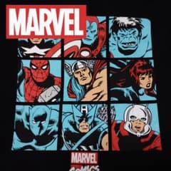 MARVEL/올스타즈 US 헌옷 캐릭터 집합 프린트 블랙 T셔츠 Y333