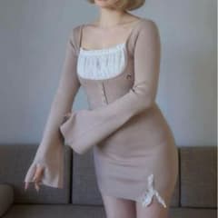 Andmary ワンピース poppy lace mini dress ベージュ - メルカリ
