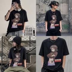 HUNTER × HUNTER 시즈쿠 T 셔츠 환영 여단 거미 문신 블랙 M