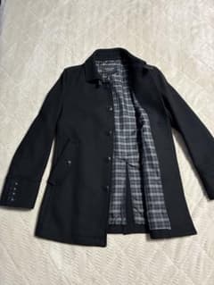 バーバリーブラックレーベル ステンカラーコート ネイビー 濃紺黒 M