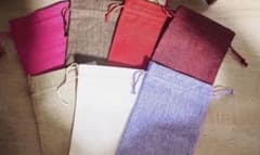 ミニ巾着袋セット　麻巾着袋