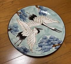 【秀峰】鶴と松の陶器皿【有田焼】のサムネイル