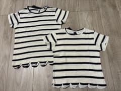 【姉妹お揃い】ボーダー　Tシャツ　女の子　半袖　120 110のサムネイル