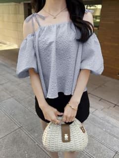 GRL 花柄エンボスオフショルバルーンスリーブトップス[fo1898]のサムネイル