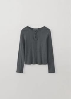 Fine Stripe Henry T-Shirt チャコールのサムネイル