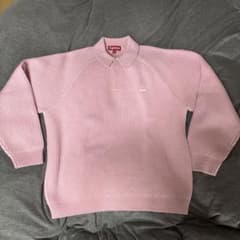 Supreme リブ編みポロセーター L ピンク - メルカリ