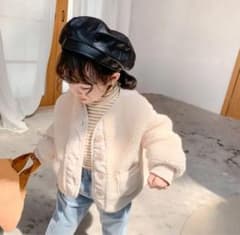 子供服　アウター　ジャケット　ボアジャケット　ホワイトのサムネイル