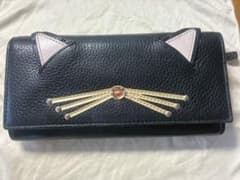 Kate Spade 黒レザー長財布 猫耳デザイン - メルカリ