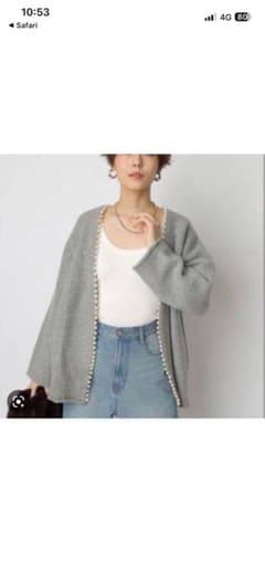 Arpege story パール付きカーディガン グレーのサムネイル