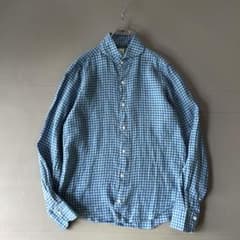 Finamore Napoli イタリア製 ホリゾンタルカラー リネンシャツ M