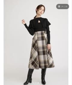 ロービングチェックスカート　アイボリー　スナイデルのサムネイル