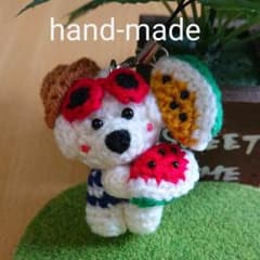 夏！スイカ ビションフリーゼ犬ストラップ☆のサムネイル