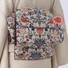 兵児帯 大人のへこ帯 ウィリアム・モリス いちご泥棒 名古屋帯 ベージュ m70904843323_1.jpg?1779836210