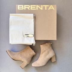 BRENTA ショートブーツ 35 新品】BRENTA ショートブーツ 35 ベージュ スエード 箱・保存袋付き