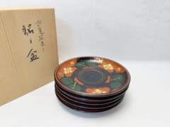 未使用 茶道具 平安象彦 長寛絵変わり 銘々皿 5枚組 底印 木製 菓子皿 共箱 未使用 茶道具 平安象彦 長寛絵変わり 銘々皿 5枚組 底印 木製 菓子皿