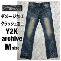 00s Y2K indecent vintage クラッシュ デニムパンツ M - メルカリ