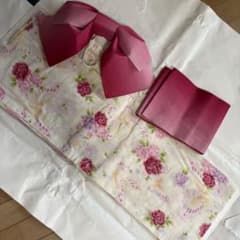 浴衣 帯セット 薔薇 蝶柄 ピンクのサムネイル