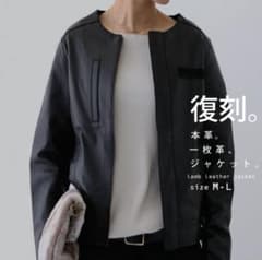 【ほぼ新品】アンティカ　本革　ノーカラージャケット ほぼ新品】アンティカ 本革 ノーカラージャケット - メルカリ
