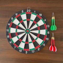 木製ダーツボード 28.8cm 矢4本付 練習用 セット 両面仕様 家庭用 室内